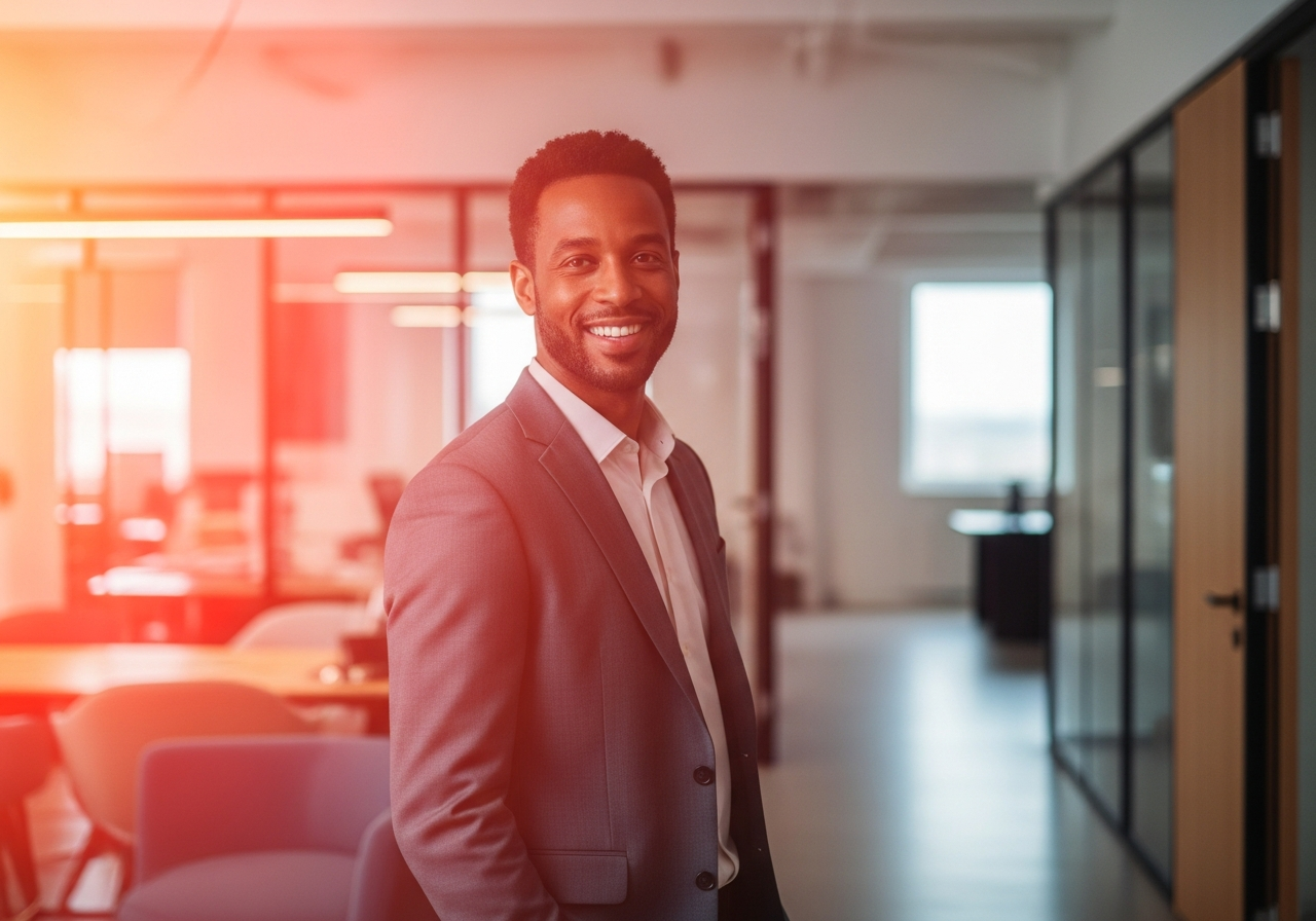 A relaxed business owner whose technology just works